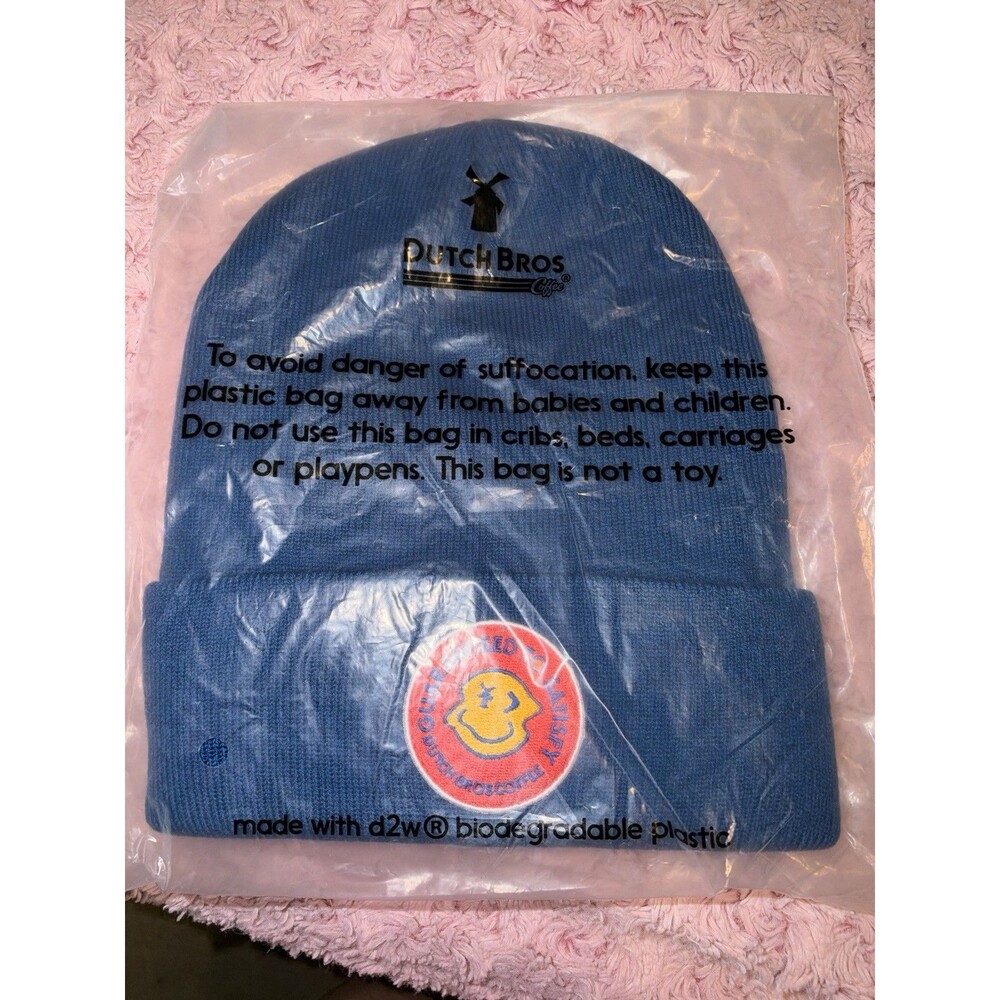 DUTCH BROS COFFEE "GUARANTEED TO SATISFY" WINTER BEANIE HAT BLUE Sealed